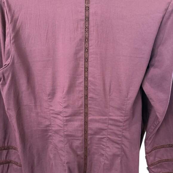 J Jill Burgundy Cotton Stretch Button Up Long Sleeve Career Casual Top Sz XS EUC - Picture 7 of 9